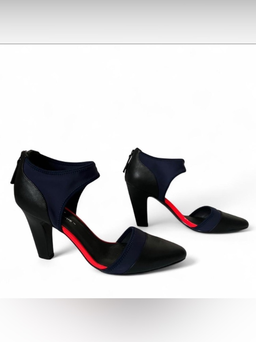United Nude Pointed Toe Ankle Cuff Heels Black Red Pumps size EU 41 US 10.5 - Picture 2 of 9